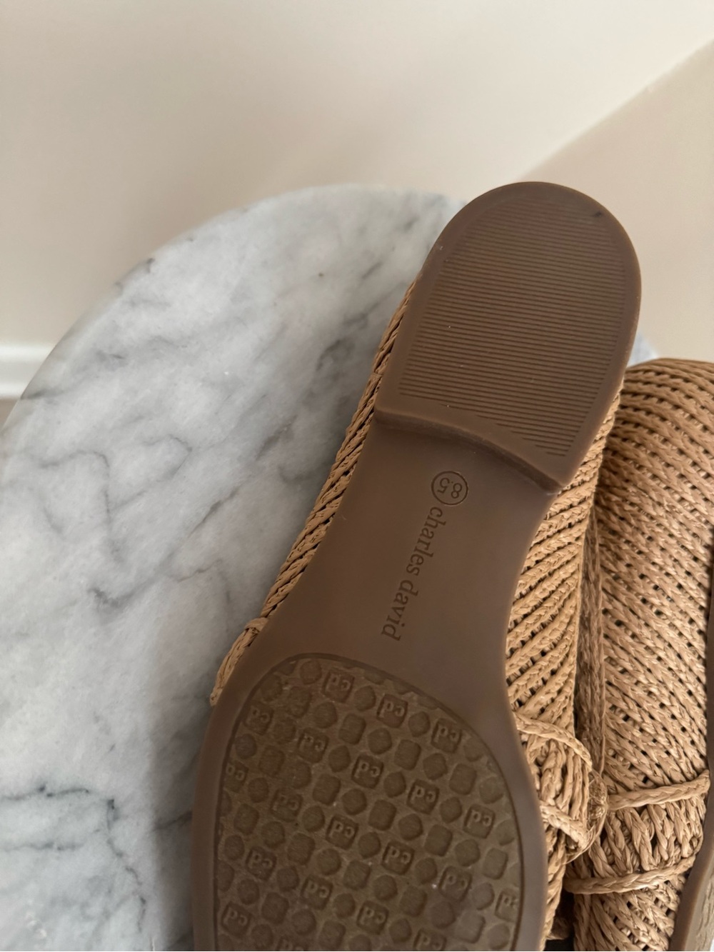 Charles David Finite Raffia Loafers Women’s Size 8.5 Tan Woven Slip On Flats - Picture 10 of 10